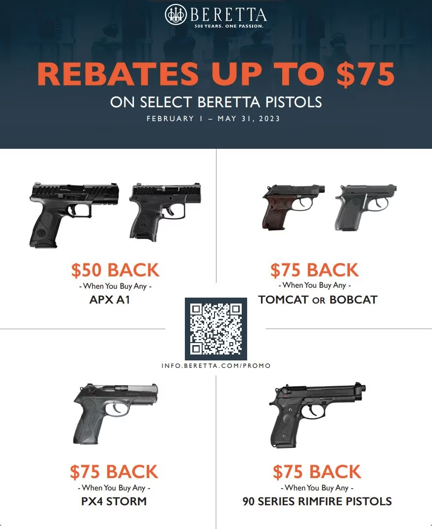 Beretta Pistol Rebates Feb 1st - May 31st